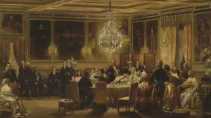 Eugène LAMI (1800-1890). Reception in honour of Queen Victoria. Oil on canvas, 1845 © RMN / Gérard Blot