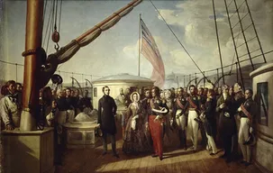 François Auguste BIARD (1798-1882). Interview between Louis-Philippe and Queen Victoria, aboard the