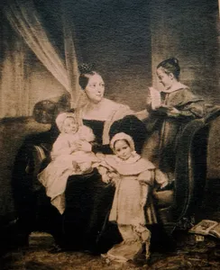 Auguste COUDER (1790-1873), Portrait of Eliza Dillon-Guizot with her three children, Henriette, Pauline and Guillaume. Pastel, after 1833. Private collection. Cliché François Louchet