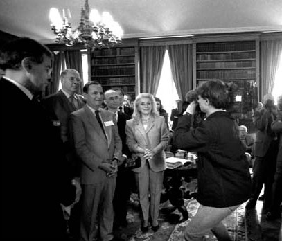 Prix Guizot du Conseil général du Calvados 1996 - Alain Lamassoure (député au Parlement européen), Ambroise Dupont (sénateur), Nicole Ameline (député du Calvados). Photo de François Louchet.