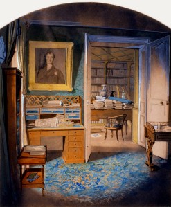 Anonyme, Paris, rue de la Ville l'Évêque, bureau de François Guizot, aquarelle, collection particulière. Cliché François Louchet.