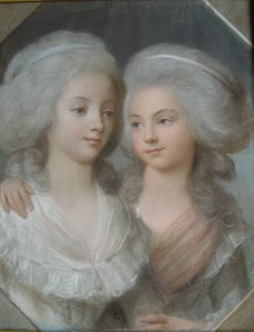 Anonyme. Portrait de Pauline et Henriette de Meulan. Pastel, fin 18e. Collection particulière. Cliché François Louchet.