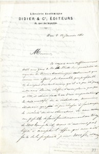 Courrier de Didier à Guizot du 12 janvier 1861