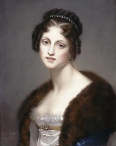 Catherine Caroline COGNIET née THEVENIN (1813-1892) d'après Pierre Paul PRUD'HON (1758-1823), Portrait de la Duchesse de Dino et de Sagan. Huile sur toile, 19e siècle. Versailles ; musée national des châteaux de Versailles et de Trianon.  